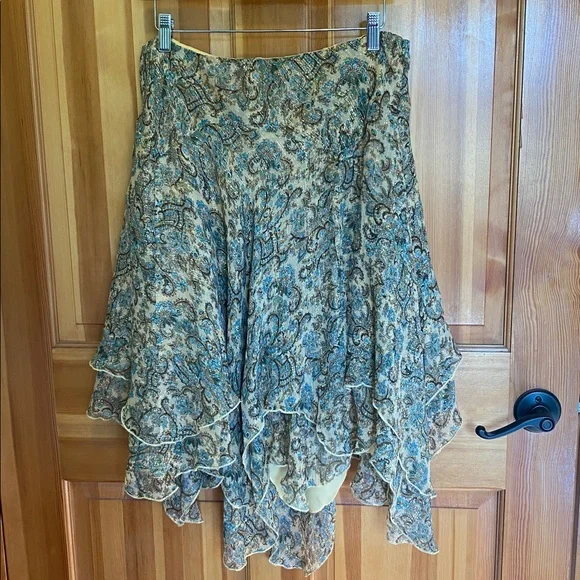 Chadwicks Gold and Blue Paisley Skirt - Picture 2 of 7